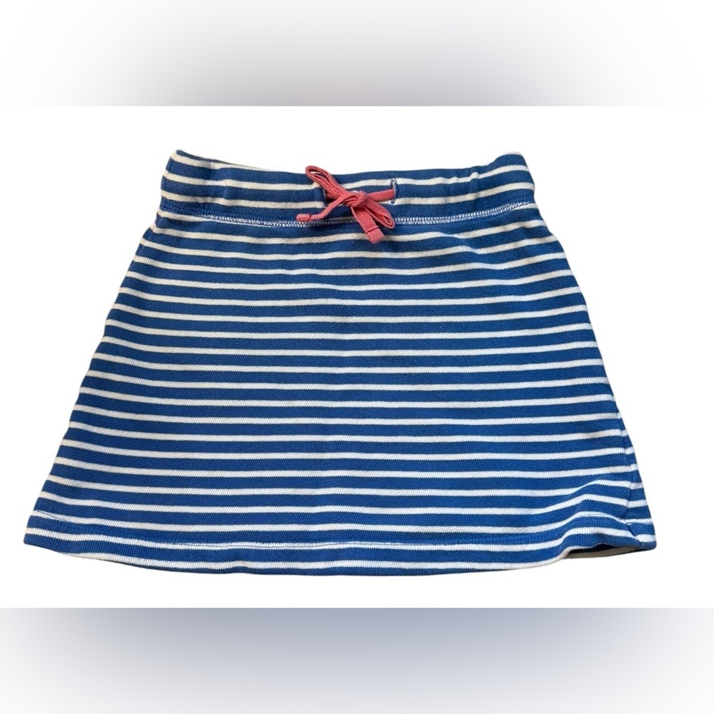 Mini Boden Girls' Stripped Skirt 3-4y Navy And White Heart Pockets